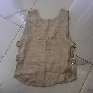100% linen Sleeveless Top with Gold Accents